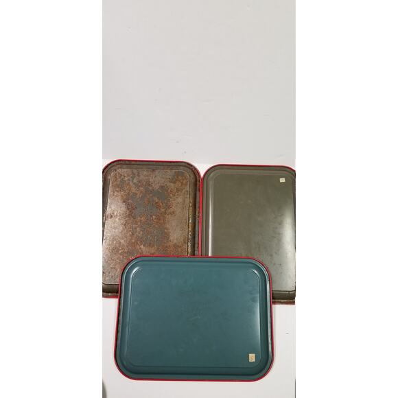 3 Cottagecore Metal Lap Trays, Grapes & Vine, Red Border - Picture 4 of 5